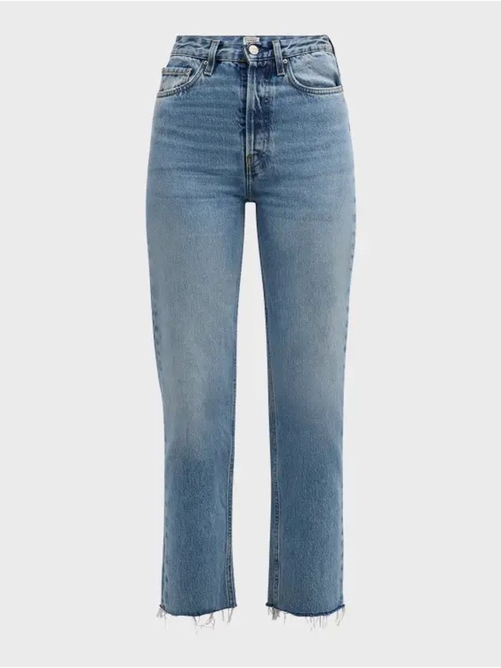 NWOT Frame “Le High Straight” High-Rise Cropped Jean With Frayed Leg Hem